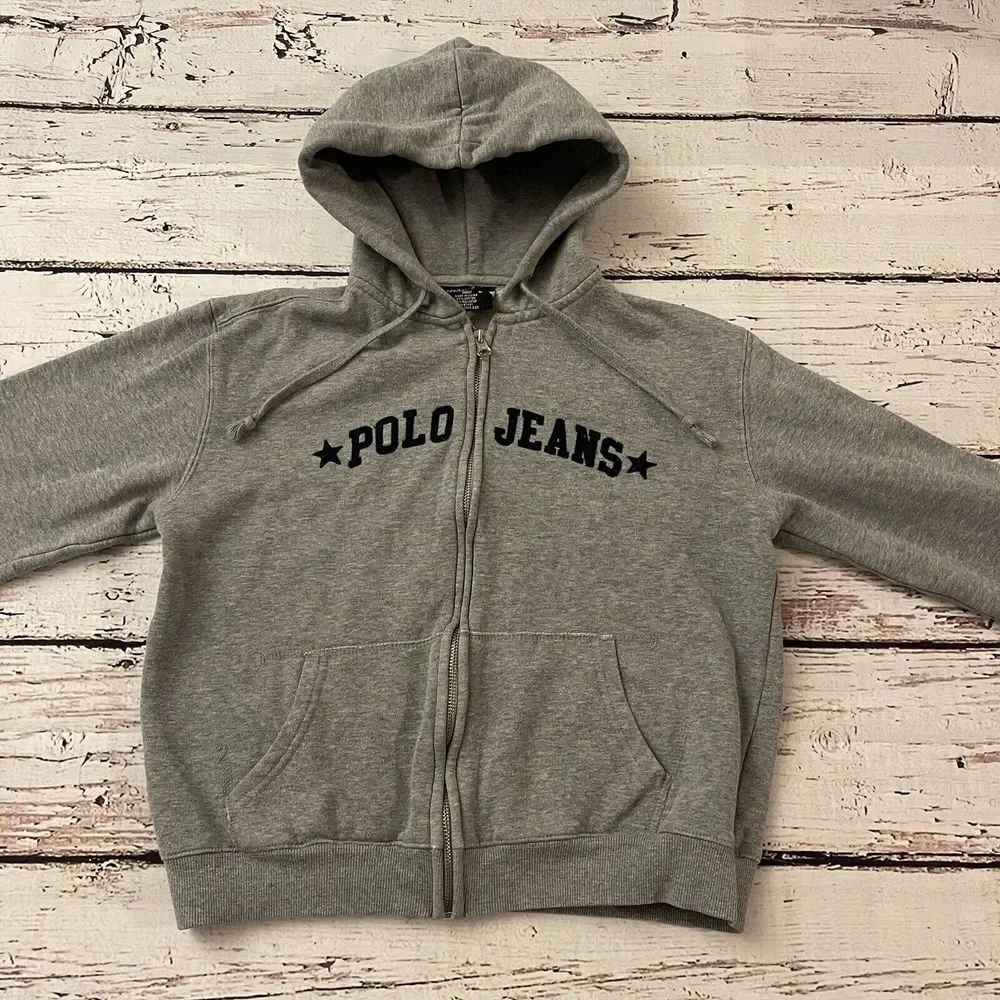 Polo Jeans Co/Ralph Lauren Boys Medium Long Sleeve Hoodie Zip‎ Up Gray